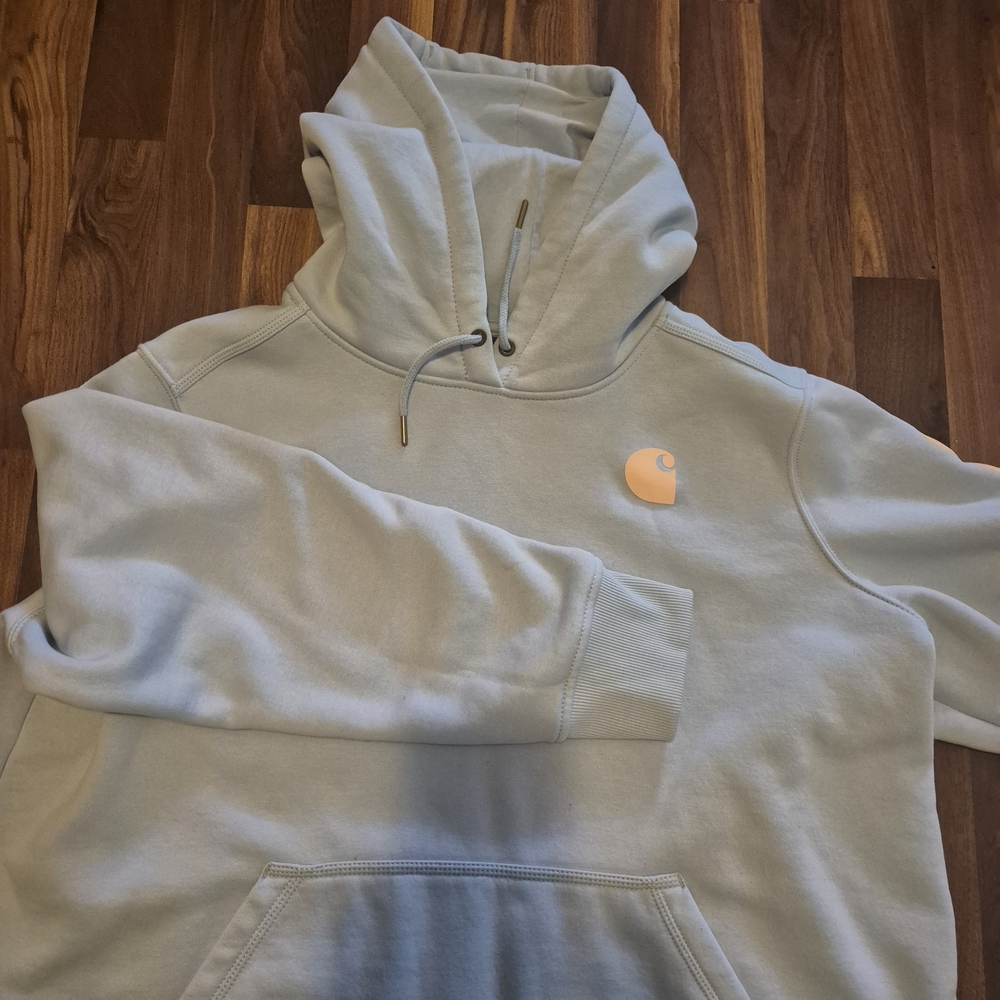Carhartt Hoodie Light Sage with Peach Logo Patch